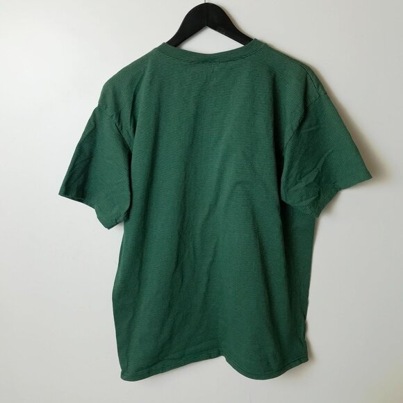 Edisto Beach SC Vintage Green L Striped Tee with Embroidered Crest Adult Unisex - Picture 3 of 11